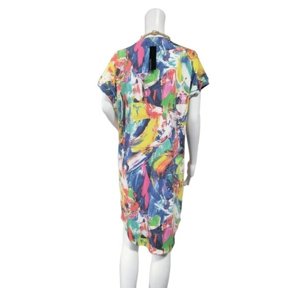 NWT Nally & Millie Short Sleeve Paint Print V-Neck Mini Dress S/M - Picture 2 of 7